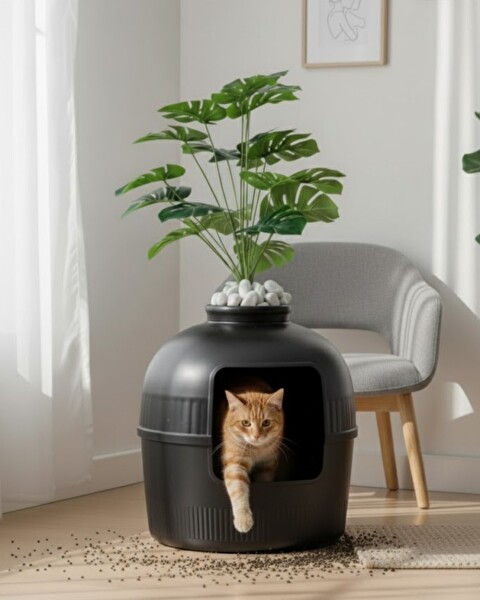 Reyo Dekorapet Dekoratif Kedi Tuvaleti - Siyah