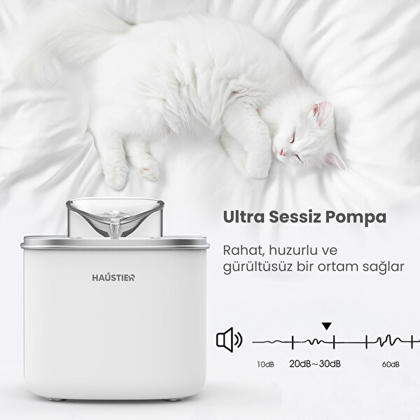 Haustier QQ005 Akıllı Mama Kabı ve WF007L 2'li Set Beyaz