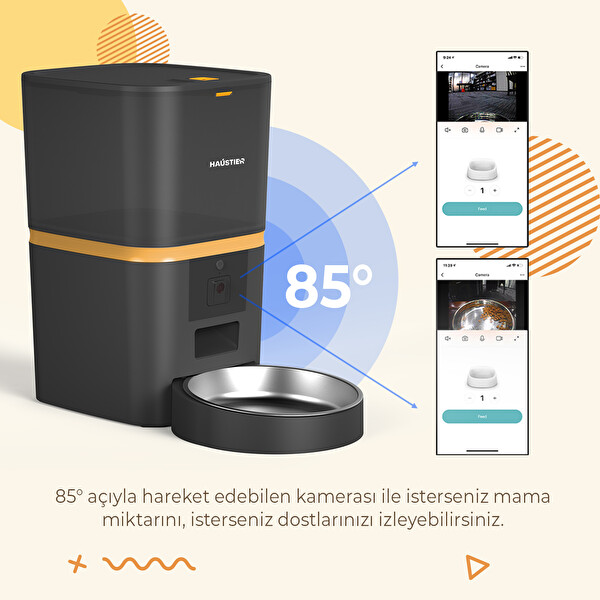 Haustier QQ005 Akıllı Mama Kabı ve WF009LS-M 2'li Set Siyah Paslanmaz Çelik