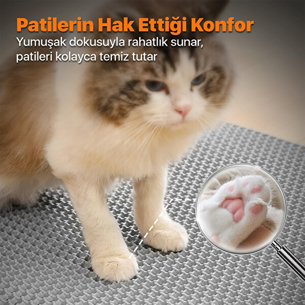 UBPet Elekli Hazneli Kedi Kumu Paspası - Tüm Kedi Tuvaletleri ile Uyumlu Yıkanabilir