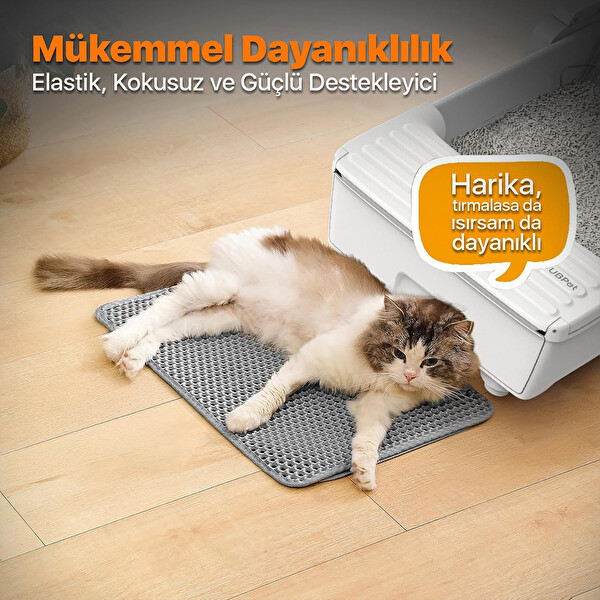 UBPet Elekli Hazneli Kedi Kumu Paspası - Tüm Kedi Tuvaletleri ile Uyumlu Yıkanabilir