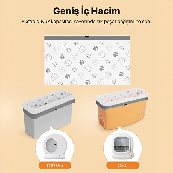 UBPet Mösta Akıllı Kedi Tuvaletleri İle UBPet C10 Pro - UBPet C20 Uyumlu 4 L Kokulu Büzgülü Çöp Torbası
