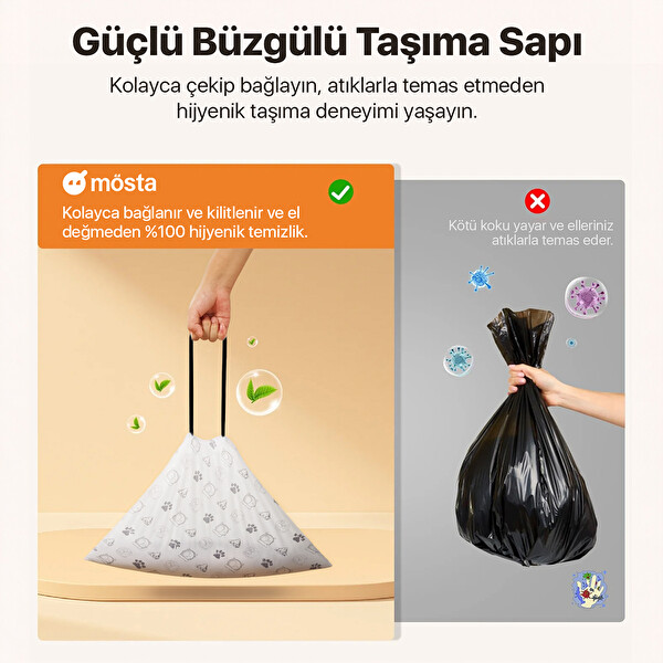 UBPet Mösta Akıllı Kedi Tuvaletleri İle UBPet C10 Pro - UBPet C20 Uyumlu 4 L Kokulu Büzgülü Çöp Torbası