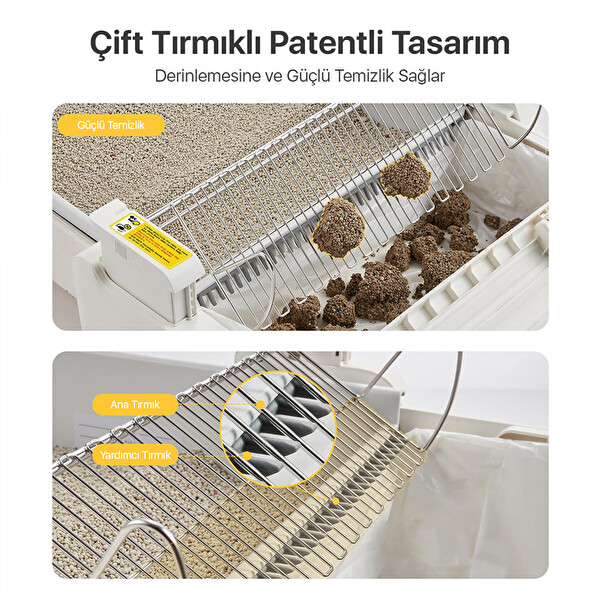 UBPet Ucat C31 Mobil Uygulama Kontrollü Otomatik Temizleme 38 dB Sessiz Açık Tasarımlı Akıllı Otomatik Kedi Tuvaleti