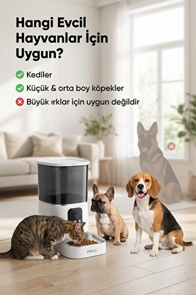 4Berry Wi-Fi Kontrollü 6L Otomatik Akıllı Yavru Köpek Ve Kedi Mama Makinesi Kabı