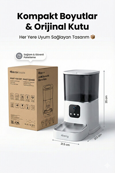 4Berry Wi-Fi Kontrollü 6L Otomatik Akıllı Yavru Köpek Ve Kedi Mama Makinesi Kabı
