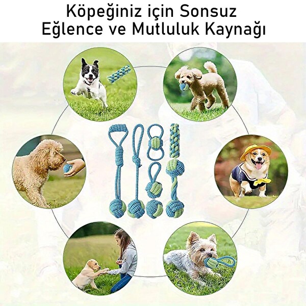 Valkyrie 7 Parça Köpek Halat Oyuncak Seti Isırma Çekiştirme Eğitim Toplu İp Oyuncağı