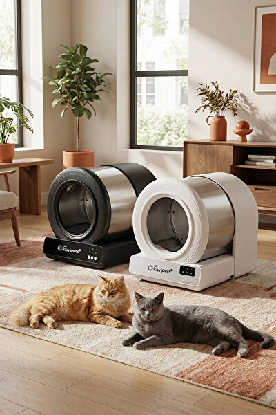 Kiwi KPLB-10771 Akıllı Kendi Kendini Temizleyen 60L Geniş İç Hacim Koku Giderici Kedi Tuvaleti Siyah