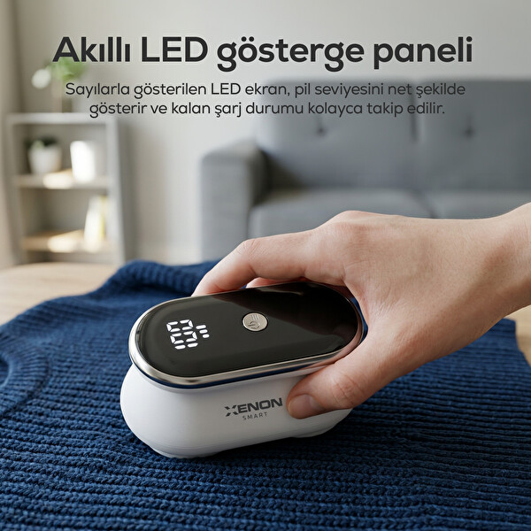 Xenon Smart X6175 7200 RPM 3 Kademeli Çift 6 Bıçaklı LED Ekranlı USB-C 1800 mAh Şarjlı Tüy Toplama Makinesi