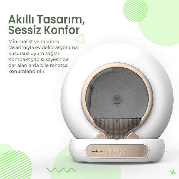 Haustier MSP05 APP ile Uzaktan Kontrol 65L Hazne UV Sterilazyon Ağırlık Sensörlü Akıllı Otomatik Kedi Tuvaleti