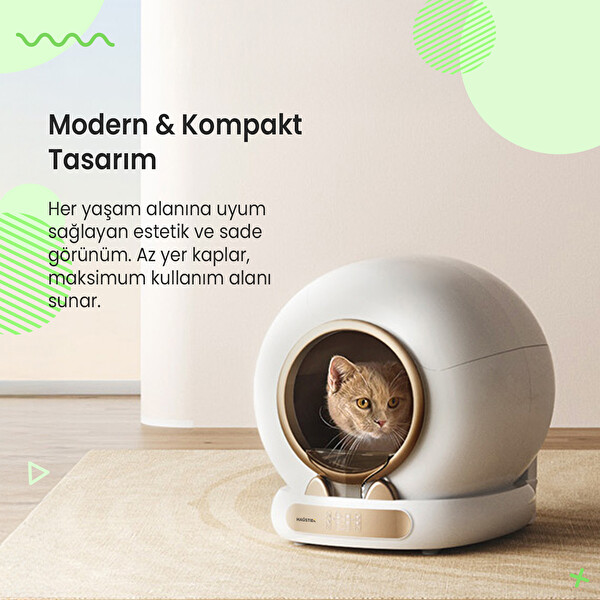 Haustier MSP05 APP ile Uzaktan Kontrol 65L Hazne UV Sterilazyon Ağırlık Sensörlü Akıllı Otomatik Kedi Tuvaleti