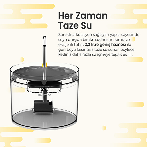 Haustier FW3 Siyah Akıllı Mama Kabı Kedi Su Pınarı Akıllı Beslenme İstasyonu