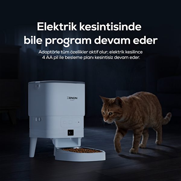 Xenon Smart X8614 Kameralı 1080p 4L Mobil Kontrol Çelik Kase Gece Görüş Akıllı Mama Kabı Standart
