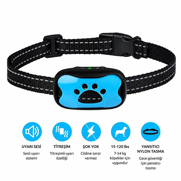 Valkyrie Köpek Havlama Önleyici Tasma Şarjlı Titreşim ve Ses Uyarılı IP67 Su Geçirmez Eğitim Tasması