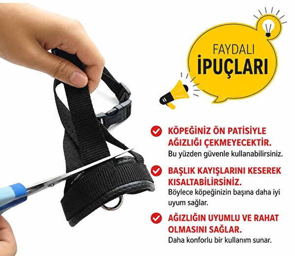 Valkyrie M Beden Ayarlanabilir Nefes Alabilir Isırma Önleyici Yumuşak Pedli Siyah Köpek Ağızlığı