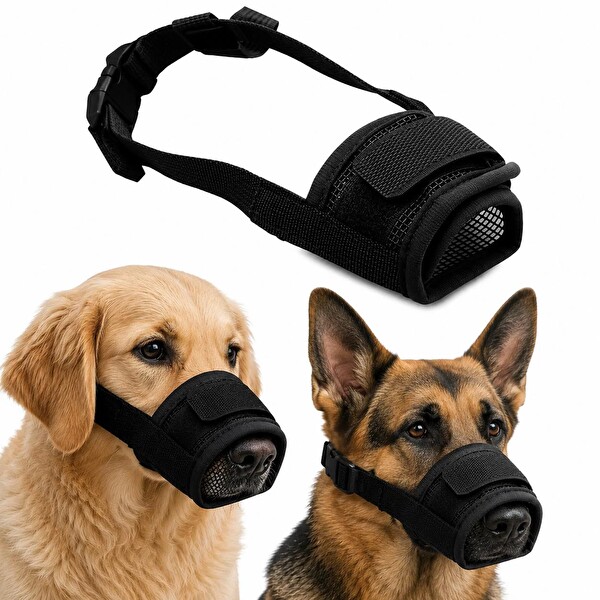 Valkyrie M Beden Nefes Alabilir Fileli Ayarlanabilir Isırma Önleyici Yumuşak Siyah Köpek Ağızlığı