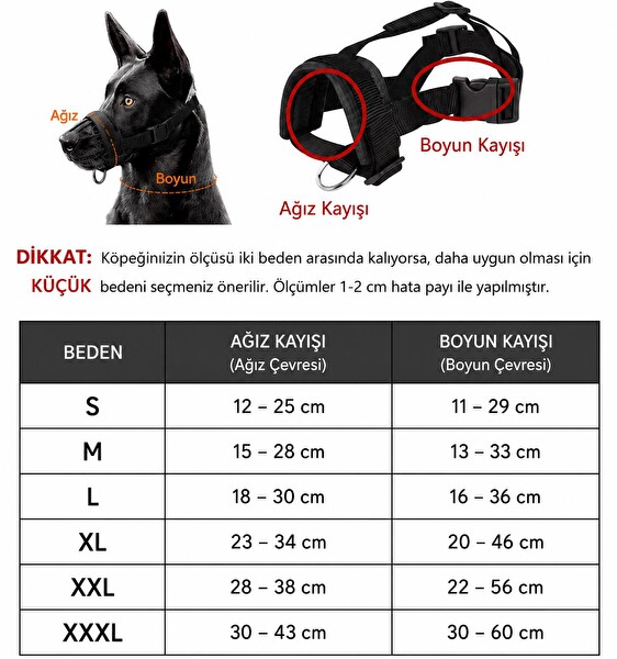 Valkyrie L Beden Ayarlanabilir Nefes Alabilir Isırma Önleyici Yumuşak Pedli Siyah Köpek Ağızlığı