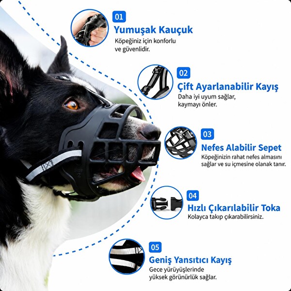Valkyrie Orta Irklar için 17-27 KG Ayarlanabilir Nefes Alabilir Plastik Güvenlik Köpek Ağızlığı Beden 3