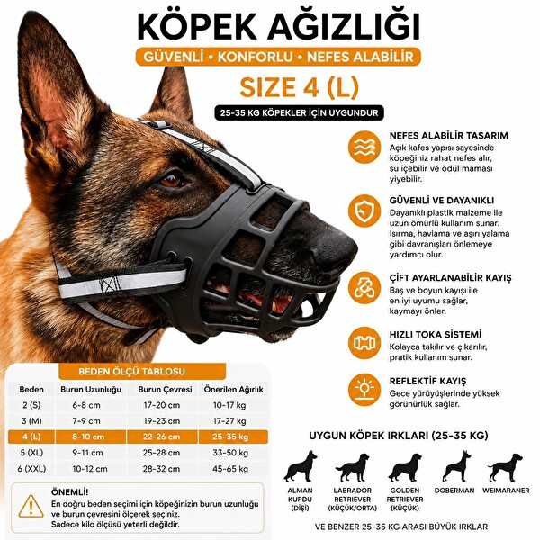 Valkyrie Büyük Irklar için25-35 KG Ayarlanabilir Nefes Alabilir Plastik Güvenlik Köpek Ağızlığı Beden: 4