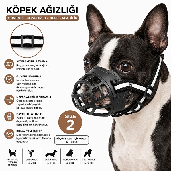 Valkyrie Orta Irk için 10-17 KG Küçük Ayarlanabilir Nefes Alabilir Plastik Köpek Ağızlığı Beden:2