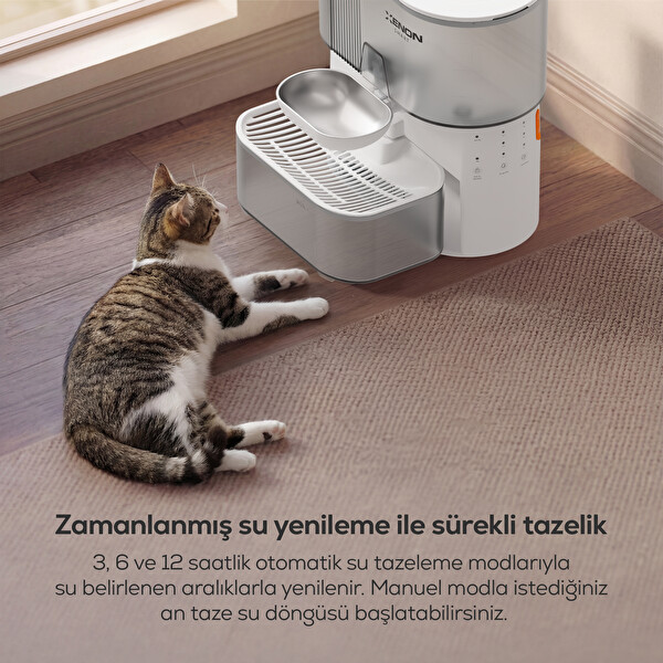 Xenon Smart X8659 Otomatik 3L 2000 mAh Taze Su Döngüsü Çelik Kase Standart Kedi Su Pınarı