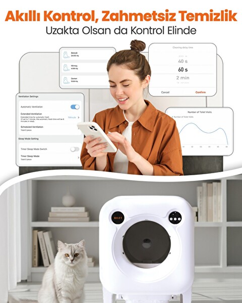 Bezt Smart Cat Pro Kameralı Otomatik Akıllı Kedi Tuvaleti