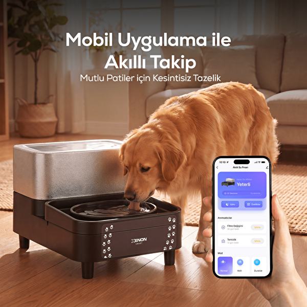 Xenon Smart X8656 WiFi Akıllı Kedi ve Köpek Su Pınarı 6.5L - 1.5L Otomatik Çoklu Filtreli Siyah