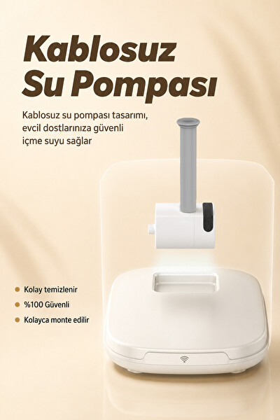 Premier PWF 3150 Petmate Flowsense Pro Wi-Fi ve Sensörlü Akıllı Otomatik Kedi - Köpek Su Çeşmesi 2.5 L Krem