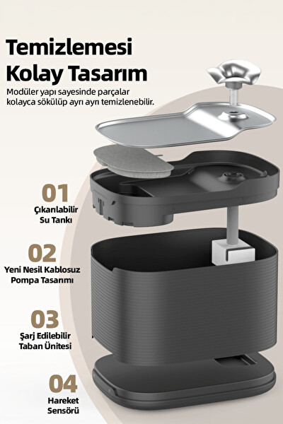 Premier PWF 2150 Petmate Flowsense Akıllı Otomatik Sensörlü Kedi - Köpek Paslanmaz Çelik Su Çeşmesi 2.5 L Siyah