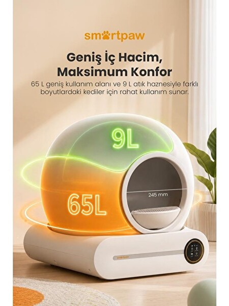 SmartPaw Nova Cat Pro Akıllı Otomatik Kedi Tuvaleti Beyaz (Türkiye Garantili)