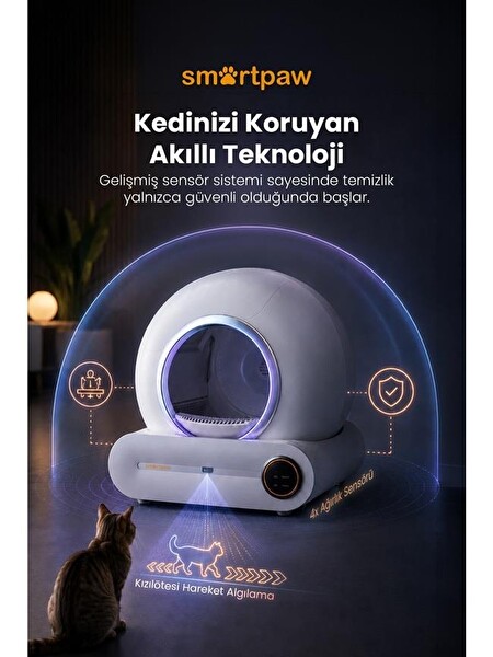 SmartPaw Nova Cat Pro Akıllı Otomatik Kedi Tuvaleti Beyaz (Türkiye Garantili)