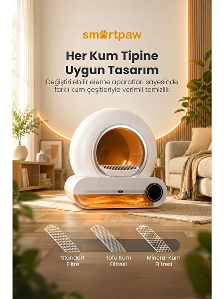 SmartPaw Nova Cat Pro Akıllı Otomatik Kedi Tuvaleti Beyaz (Türkiye Garantili)