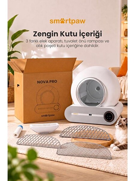 SmartPaw Nova Cat Pro Akıllı Otomatik Kedi Tuvaleti Beyaz (Türkiye Garantili)