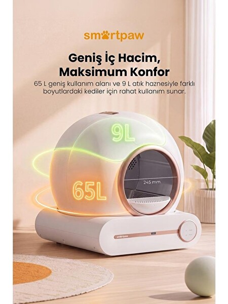 SmartPaw Nova Cat Pro Akıllı Otomatik Kedi Tuvaleti Pembe (Türkiye Garantili)