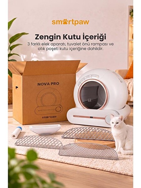 SmartPaw Nova Cat Pro Akıllı Otomatik Kedi Tuvaleti Pembe (Türkiye Garantili)