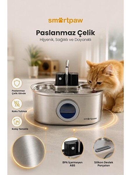 SmartPaw Aqua Max Sensörlü Kedi Su Pınarı (Distribütör Garantili)