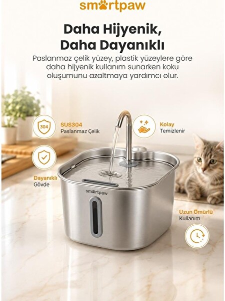 SmartPaw Aqua Prime Kedi Su Pınarı (Distribütör Garantili)