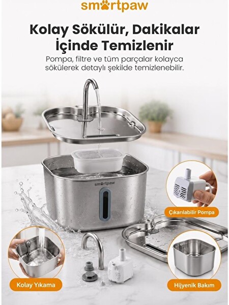 SmartPaw Aqua Prime Kedi Su Pınarı (Distribütör Garantili)