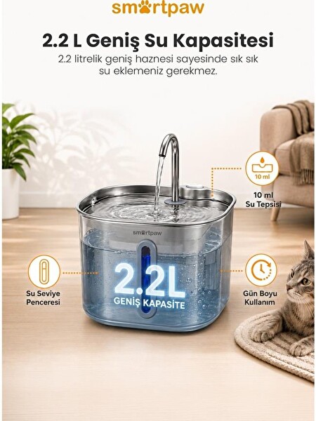 SmartPaw Aqua Prime Kedi Su Pınarı (Distribütör Garantili)