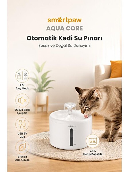 SmartPaw Aqua Core Kedi Su Pınarı (Distribütör Garantili)