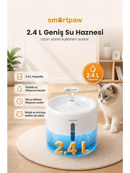 SmartPaw Aqua Core Kedi Su Pınarı (Distribütör Garantili)