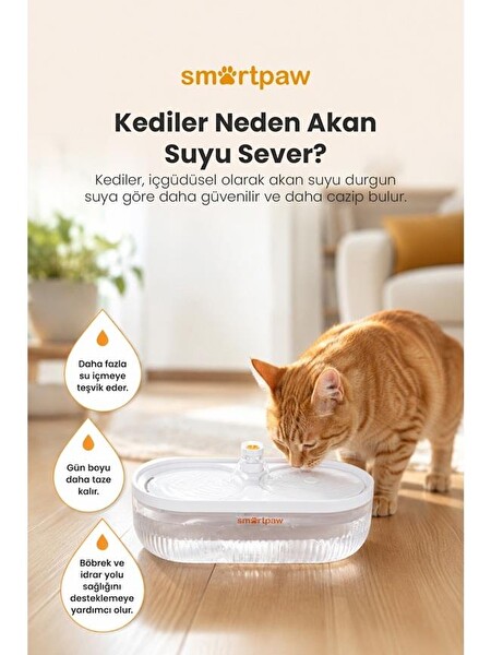 SmartPaw Aqua Lite 4 Litre Otomatik Kedi Su Pınarı (Distribütör Garantili)