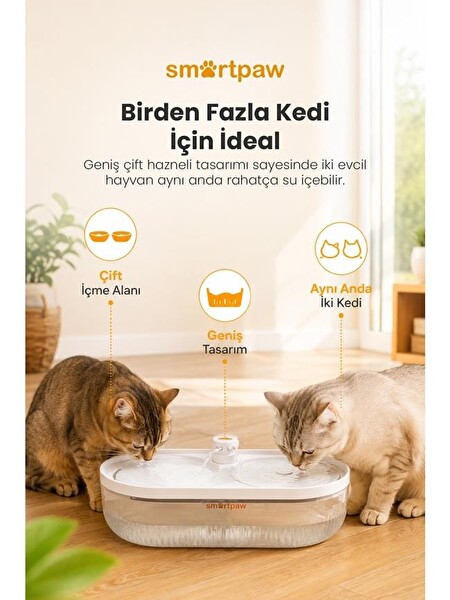 SmartPaw Aqua Lite 4 Litre Otomatik Kedi Su Pınarı (Distribütör Garantili)