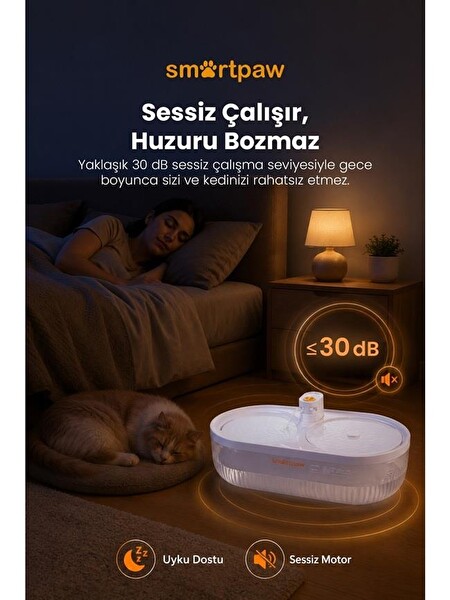 SmartPaw Aqua Lite 4 Litre Otomatik Kedi Su Pınarı (Distribütör Garantili)