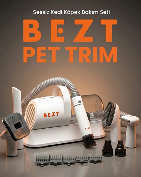 Bezt Pet Trim Vakumlu Sessiz Kedi Köpek Bakım ve Tıraş Makinesi Seti