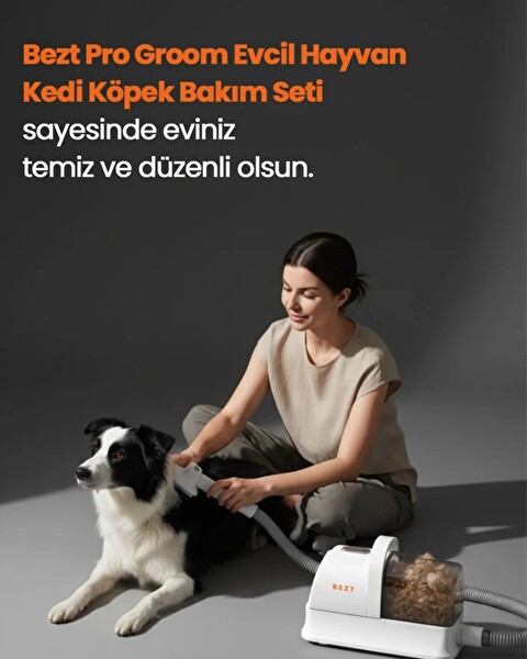 Bezt Pet Trim Vakumlu Sessiz Kedi Köpek Bakım ve Tıraş Makinesi Seti