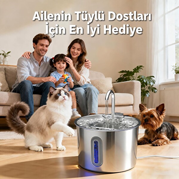 Coverzone ORM-502 2.2 L SUS 304 Paslanmaz Çelik Kedi Su Pınarı Sebili