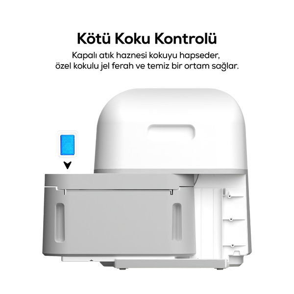 Xenon Smart X8621 60 L Otomatik Kedi Tuvaleti 6 L Atık Haznesi UV Wi-Fi Kilo Takibi Beyaz