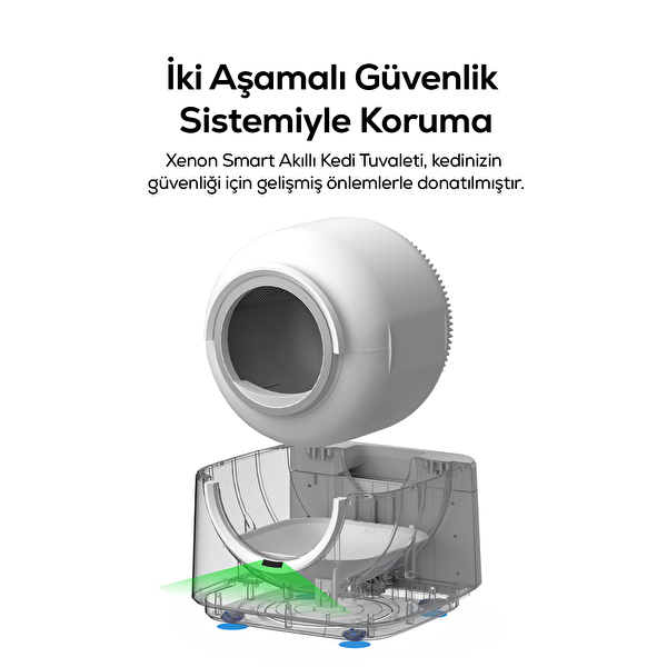 Xenon Smart X8621 60 L Otomatik Kedi Tuvaleti 6 L Atık Haznesi UV Wi-Fi Kilo Takibi Beyaz