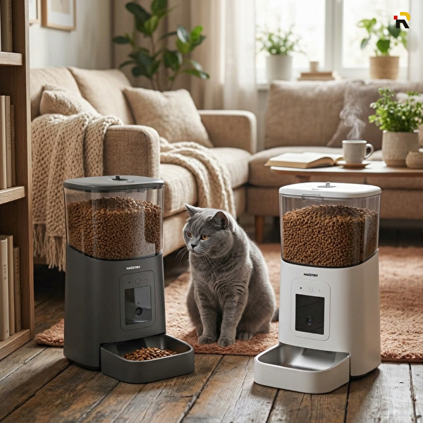 Haustier PP003 Pro 1080P Full HD Gece Görüş Wi-Fi Kameralı Otomatik Kedi Mama Kabı Beyaz